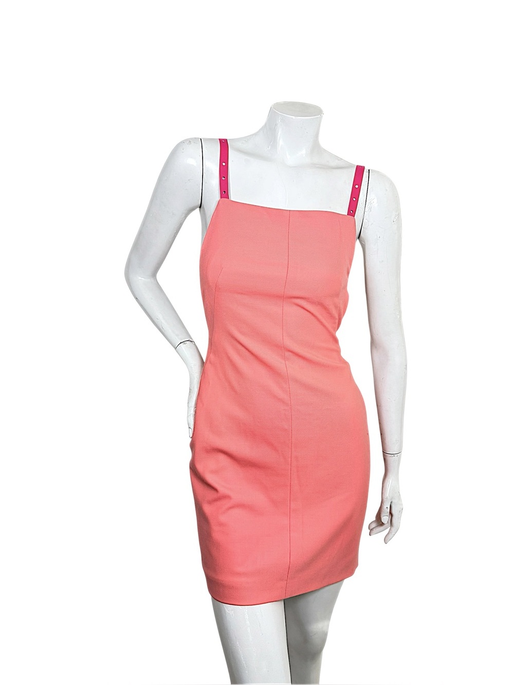 Off-White SS22 Virgil Abloh Coral Leather Harness Mini Dress NWT IT 38